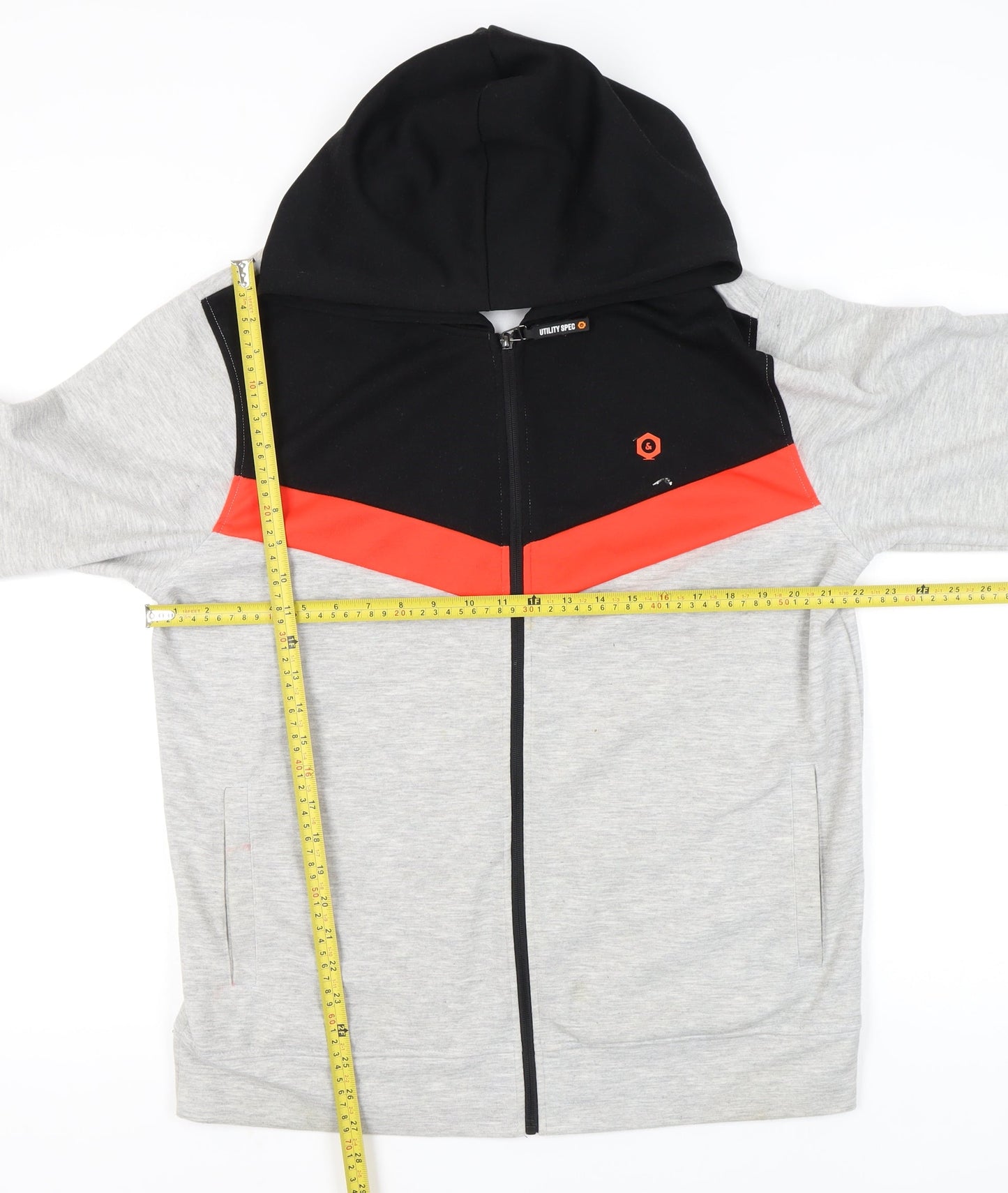 Jack & Jones Men’s XL Grey Black Red Full Zip Hoodie Jacket