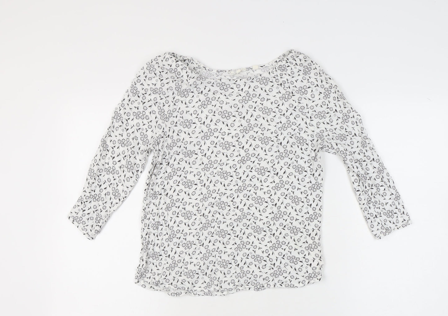 Fat Face Womens White Floral Tunic Blouse Scoop Neck UK 10