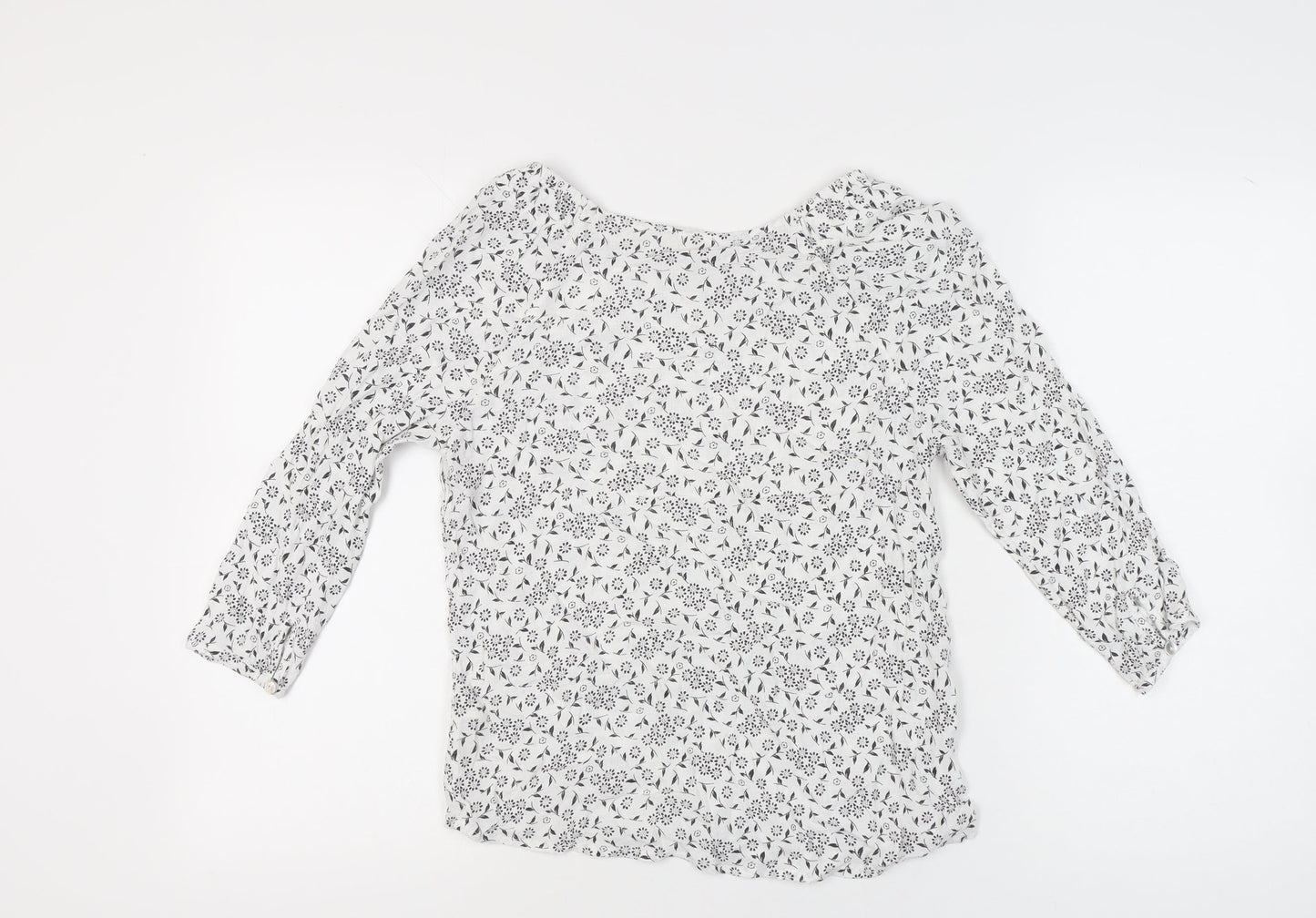 Fat Face Womens White Floral Tunic Blouse Scoop Neck UK 10