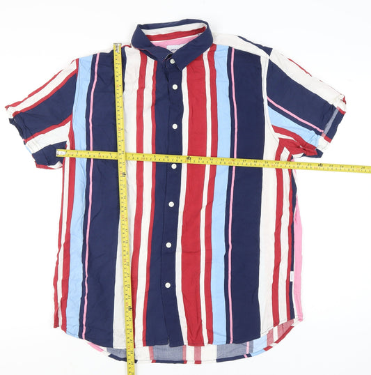 Jack & Jones Men’s Multicoloured XL Striped Short Sleeve Button-Up Shirt