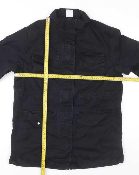 Nike Womens Black Military Jacket M Mid-Length Cotton Blend