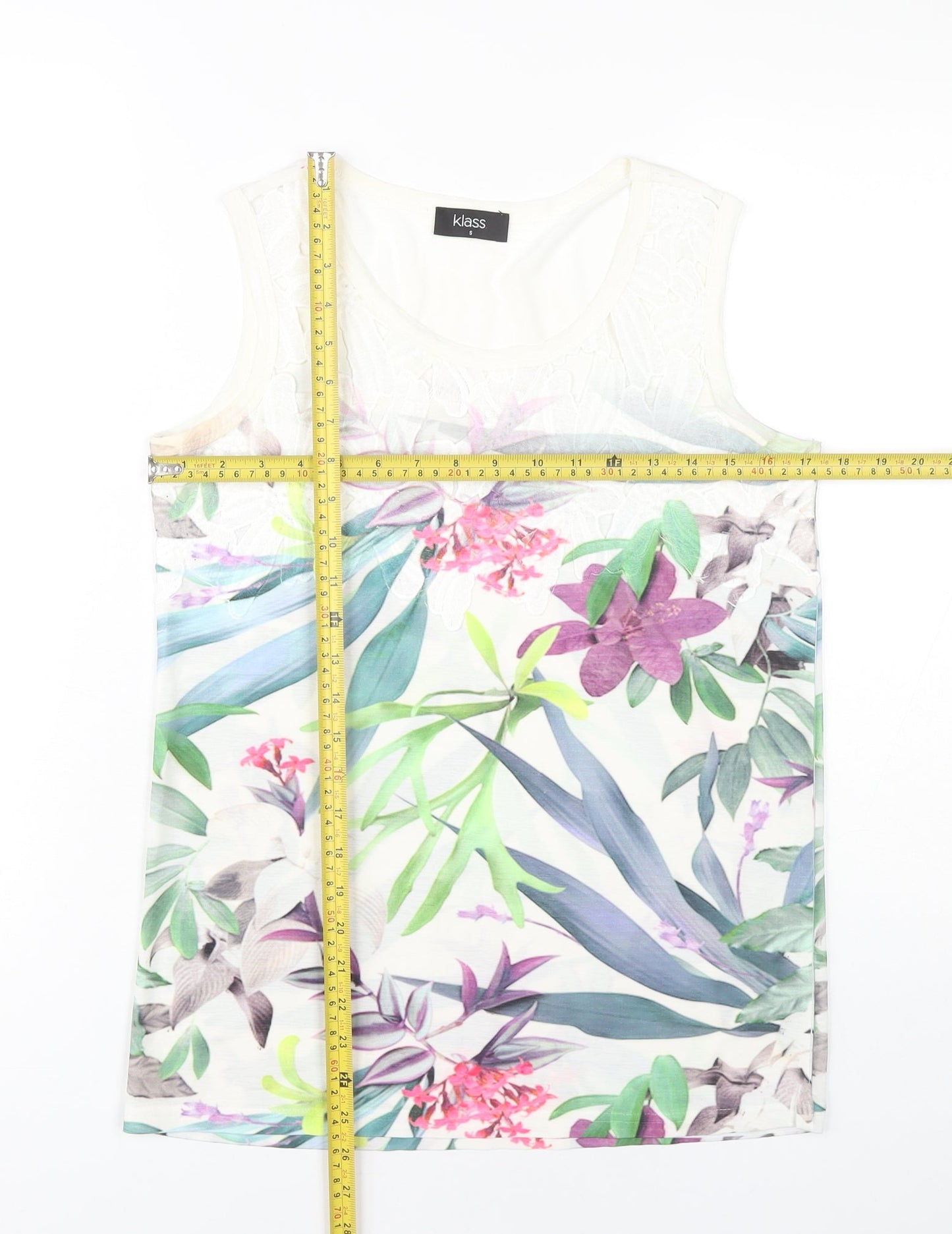 Klass Womens Multicoloured Floral Tank Top Scoop Neck Summer S