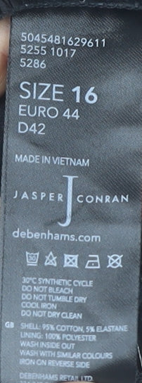 Jasper Conran Women’s Black Size 16 Slim Stretch Cotton Trousers