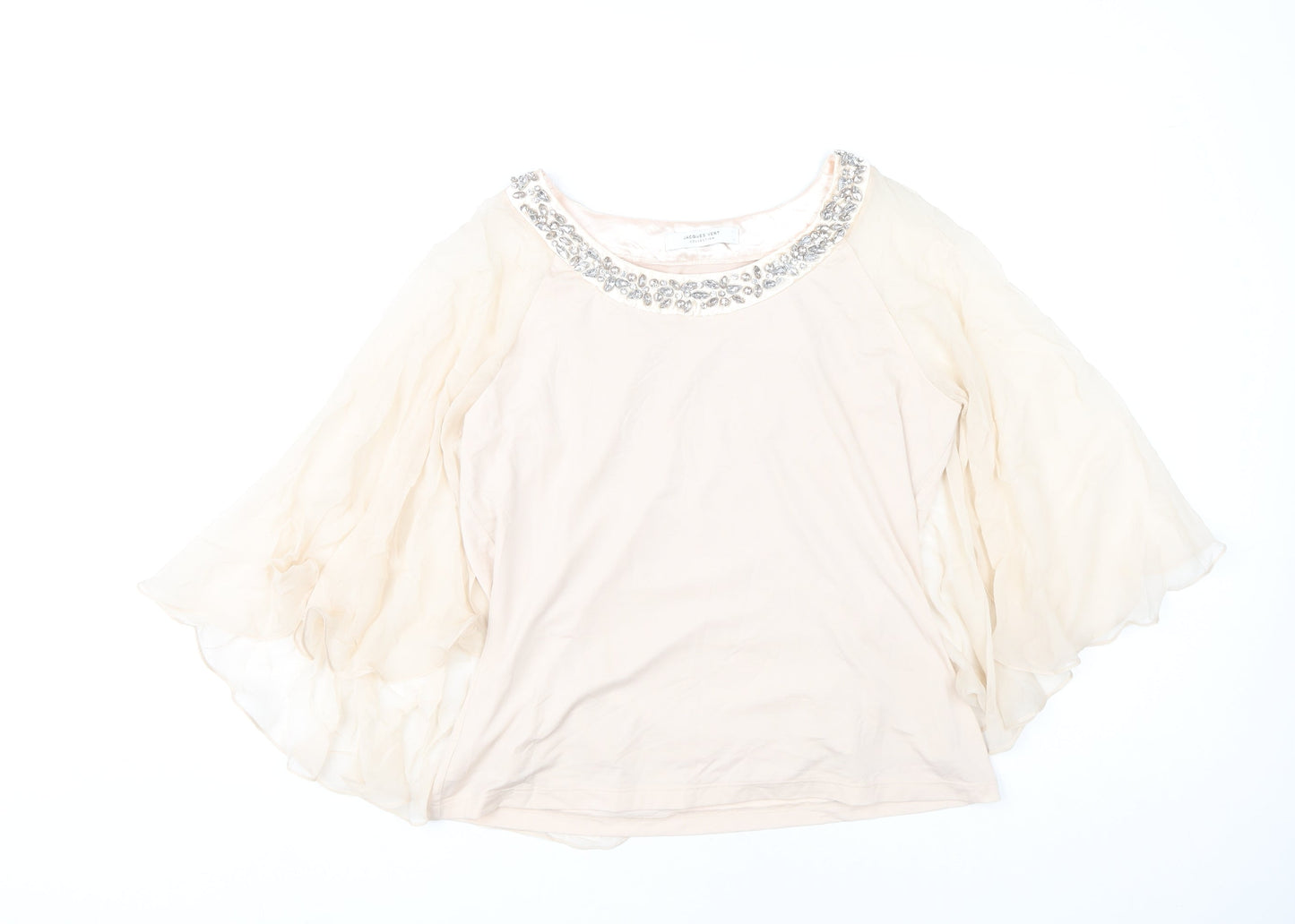 Jacques Vert Women Ivory Beaded Tunic Blouse S Formal Wedding