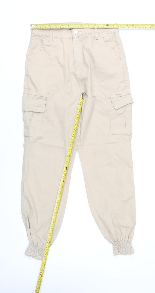 Portobello Punk Women’s Beige Cargo Trousers Size 10 Cotton