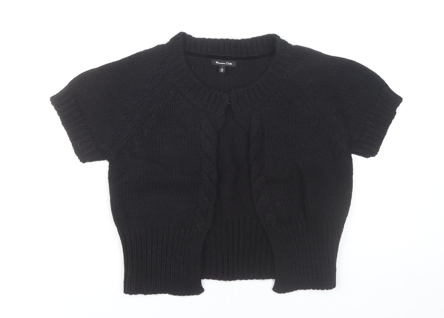 Massimo Dutti Women's Black Cardigan Jumper S Short Sleeve Knit