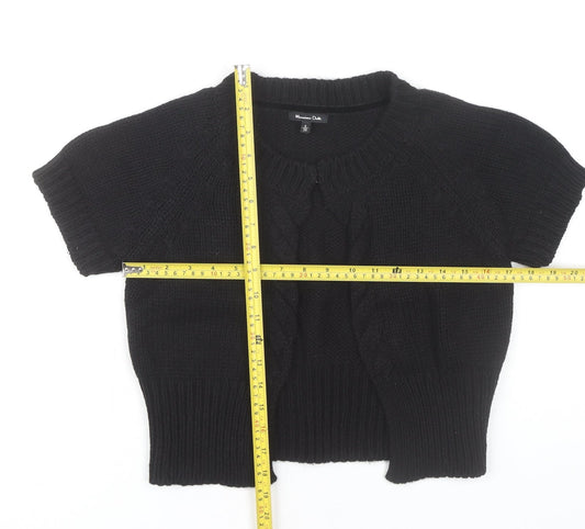 Massimo Dutti Women's Black Cardigan Jumper S Short Sleeve Knit