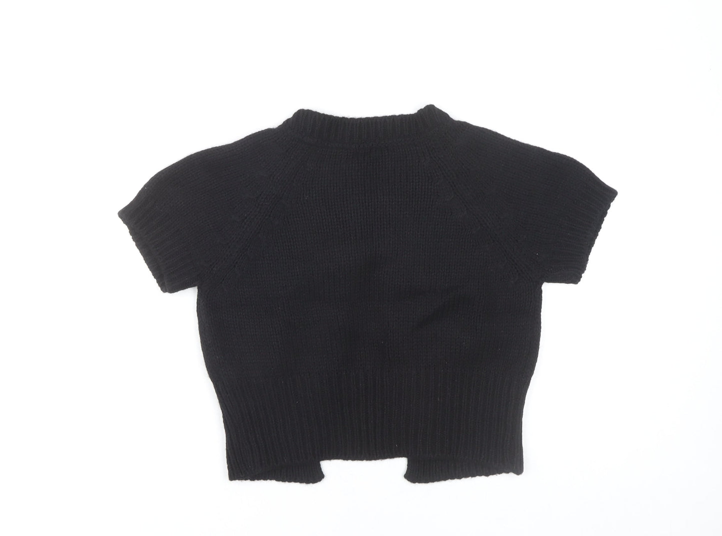 Massimo Dutti Women's Black Cardigan Jumper S Short Sleeve Knit