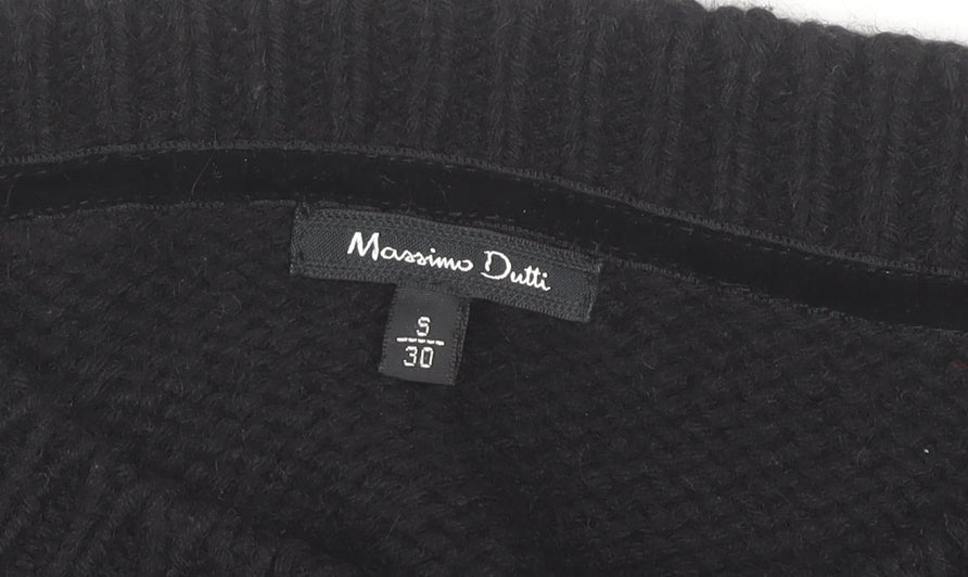 Massimo Dutti Women's Black Cardigan Jumper S Short Sleeve Knit