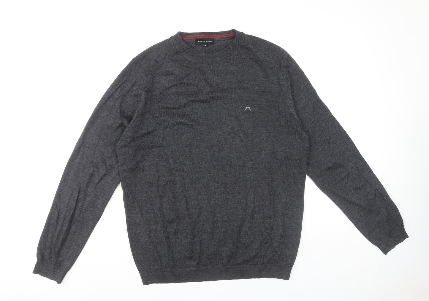 Austin Reed Mens Grey Wool Blend Jumper M Crew Neck Pullover