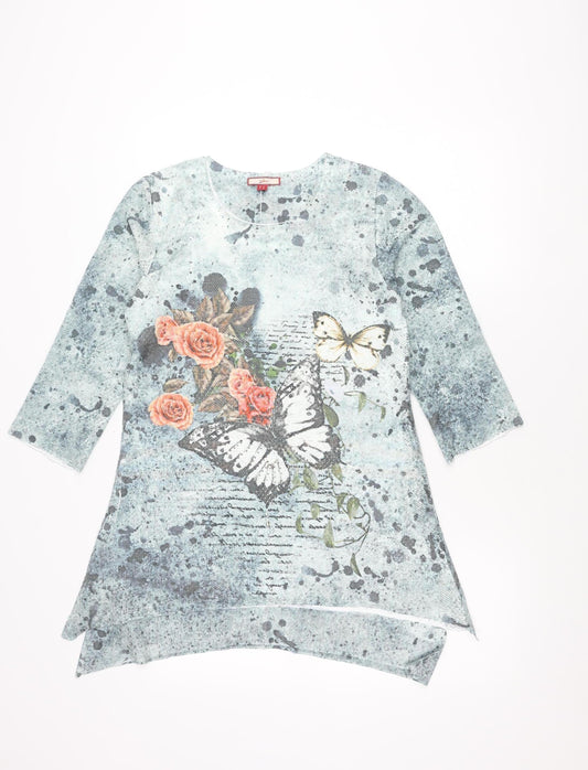 Joe Browns Women’s Multicoloured Tunic Top Size 10 Floral Butterfly