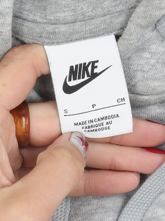 Nike Womens Grey Pullover Hoodie Small Regular Fit Logo Sportswear