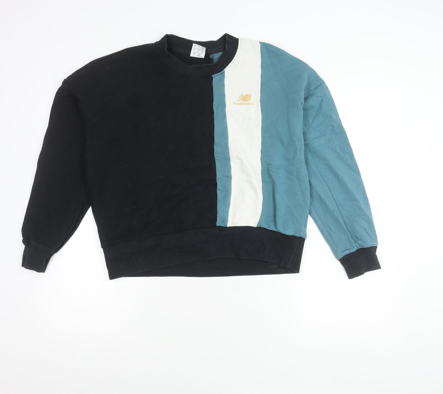 New Balance Women’s Colourblock Sweatshirt Black Blue White Size S