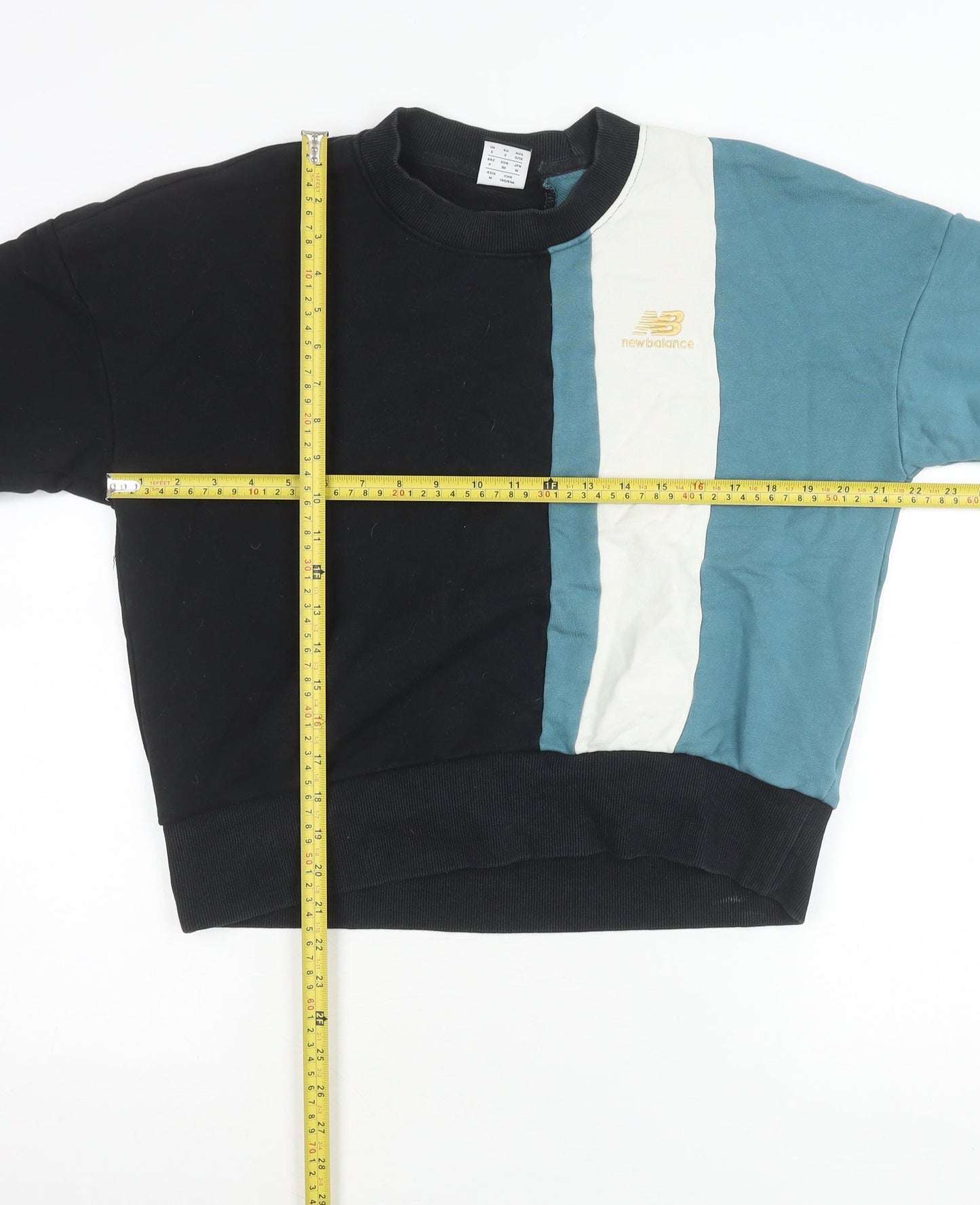 New Balance Women’s Colourblock Sweatshirt Black Blue White Size S