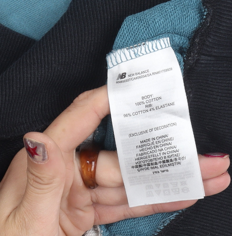 New Balance Women’s Colourblock Sweatshirt Black Blue White Size S