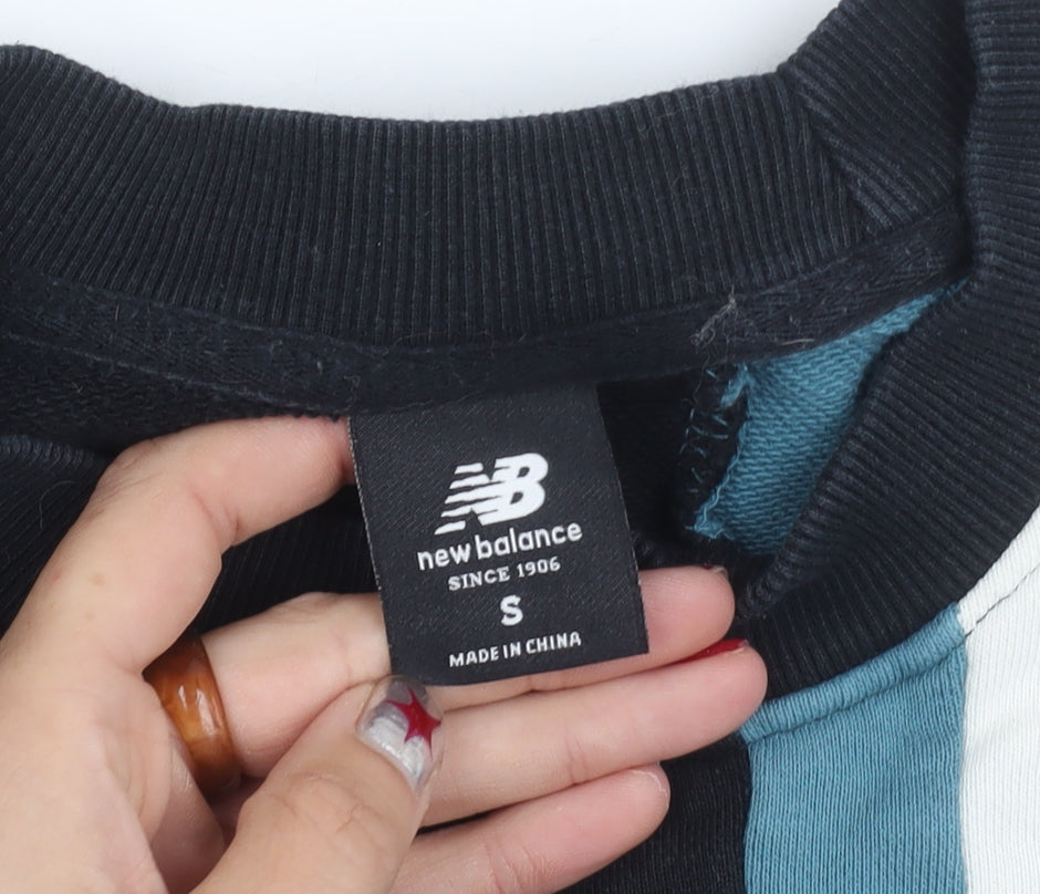 New Balance Women’s Colourblock Sweatshirt Black Blue White Size S