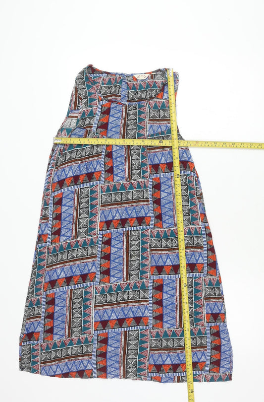 Fat Face Womens Multicoloured Geometric Scoop Neck Shift Dress Size 8