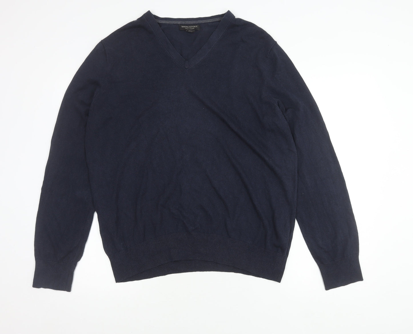 Banana Republic Men’s Blue XL V-Neck Silk Cotton Cashmere Jumper