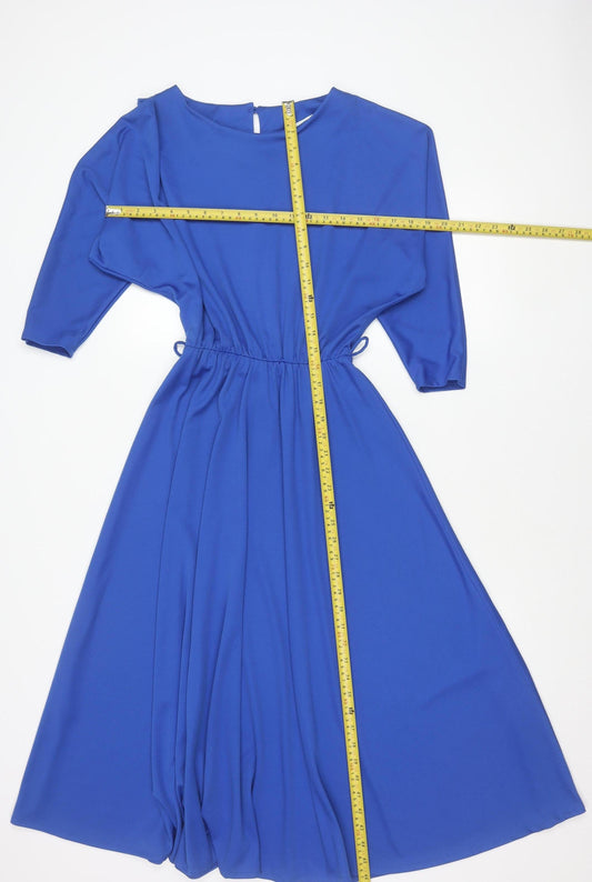 La Femme Women’s Blue Retro Midi A-Line Dress Size 12