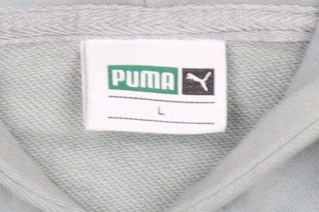 Puma Mens Blue Pullover Hoodie L Logo Sports Cotton Sweatshirt