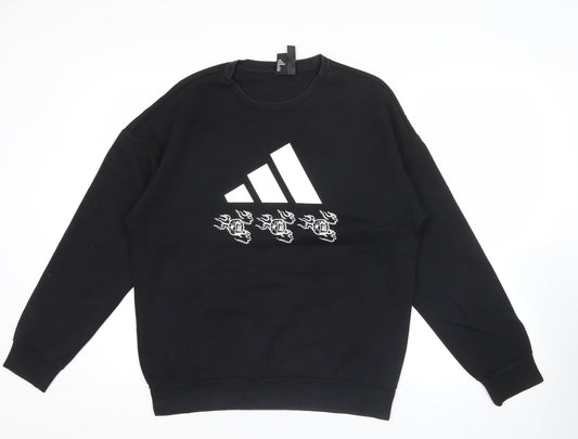 Adidas Men’s Black Sweatshirt M Pullover Crew Neck Logo Sportswear