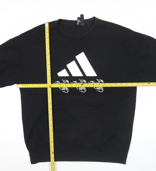 Adidas Men’s Black Sweatshirt M Pullover Crew Neck Logo Sportswear