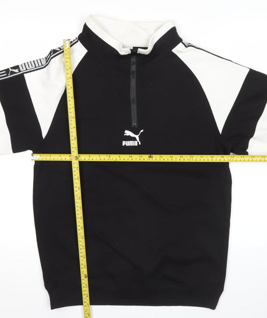 Puma Mens Black L 1/4 Zip Pullover Sweatshirt Sports Top