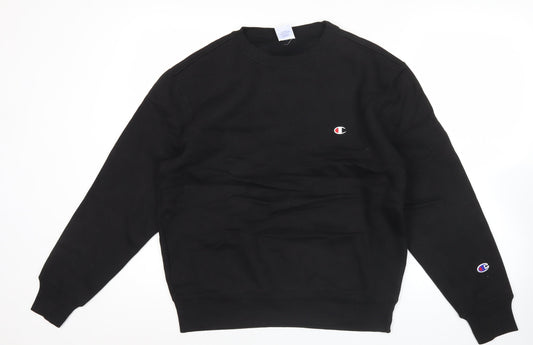 Champion Men's Black Medium Pullover Sweatshirt Logo Crew Neck