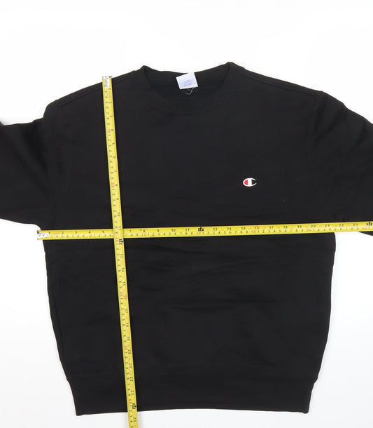 Champion Men's Black Medium Pullover Sweatshirt Logo Crew Neck