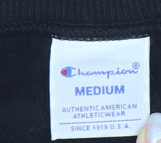 Champion Men's Black Medium Pullover Sweatshirt Logo Crew Neck