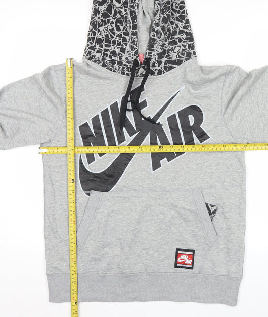 Nike Men's Grey Pullover Hoodie M Sports Graphic Hooded Sweatshirt