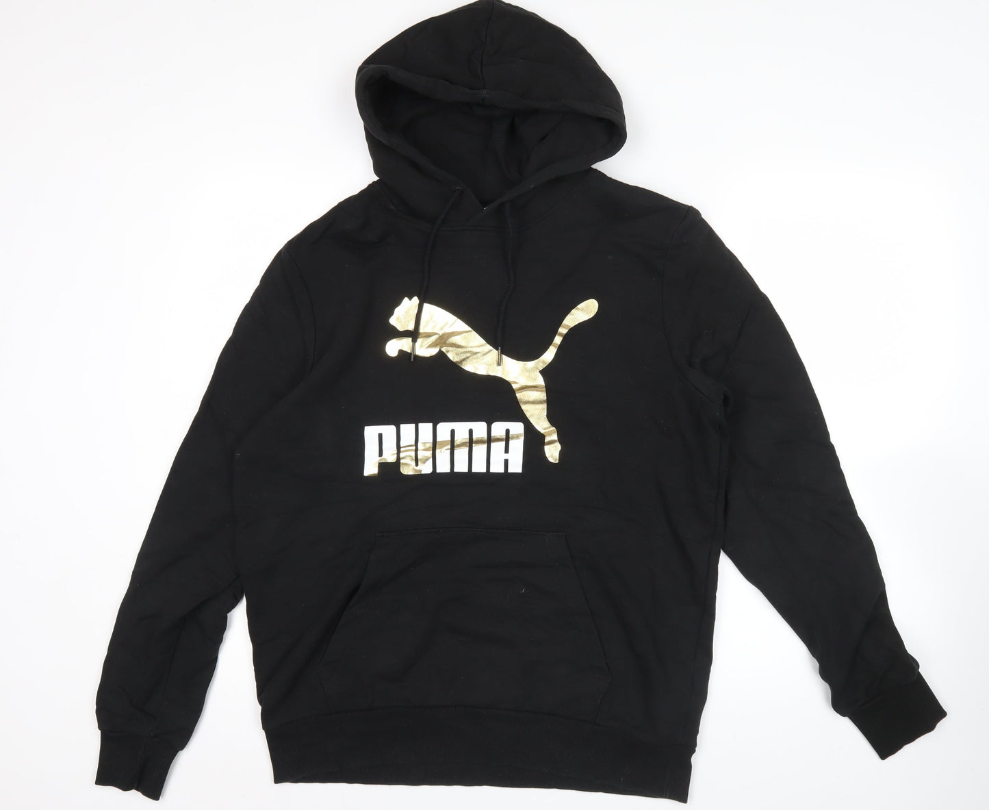 Puma Mens Black Pullover Hoodie L Logo Graphic Sportswear