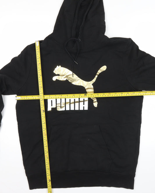 Puma Mens Black Pullover Hoodie L Logo Graphic Sportswear