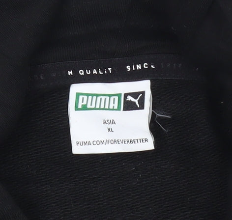 Puma Mens Black Pullover Hoodie L Logo Graphic Sportswear
