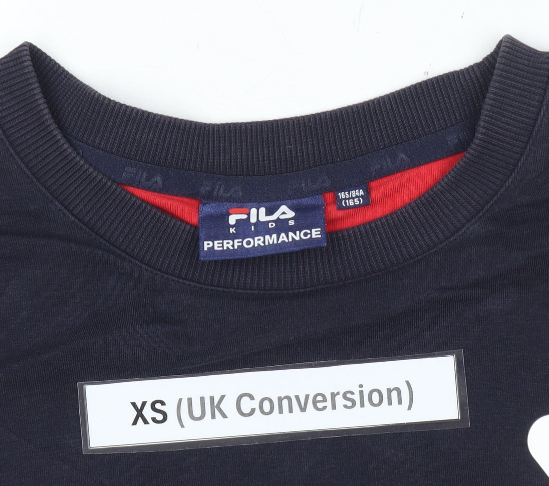 FILA Teens Red Blue White XS Logo Pullover Sweatshirt
