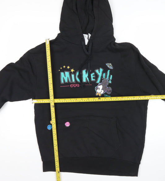 Back view of Adidas Disney men’s black hoodie m mickey mouse graphic pullover