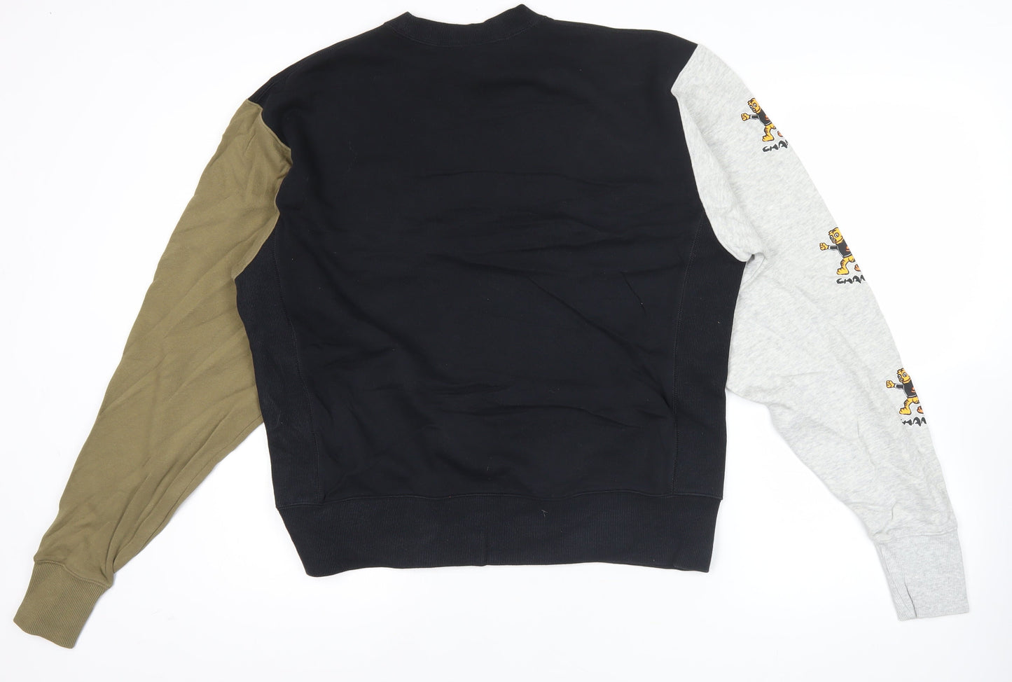 Champion Men’s Black Green Grey Sweatshirt Medium Embroidered Logo