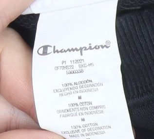 Champion Men’s Black Green Grey Sweatshirt Medium Embroidered Logo