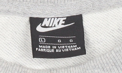 Nike Mens Grey Logo Sweatshirt Pullover Crew Neck Size L