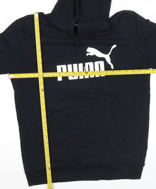 Puma Men Black Pullover Hoodie L Logo Sportswear Sweatshirt