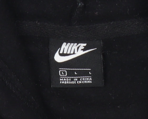 Nike Mens Black Pullover Hoodie L Regular Fit Fleece Sweatshirt