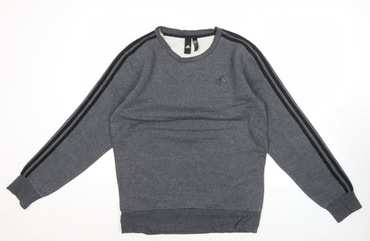 Adidas Men’s Grey Crew Neck Logo Sweatshirt Size M Pullover