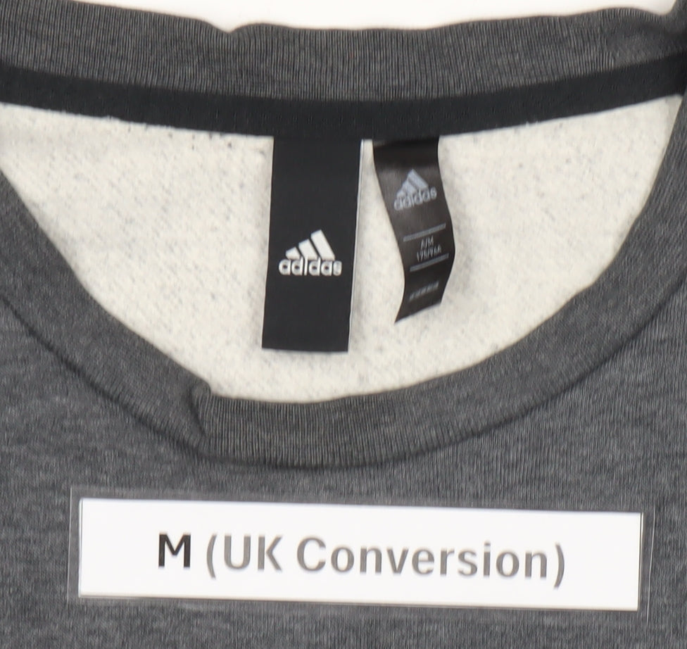Adidas Men’s Grey Crew Neck Logo Sweatshirt Size M Pullover