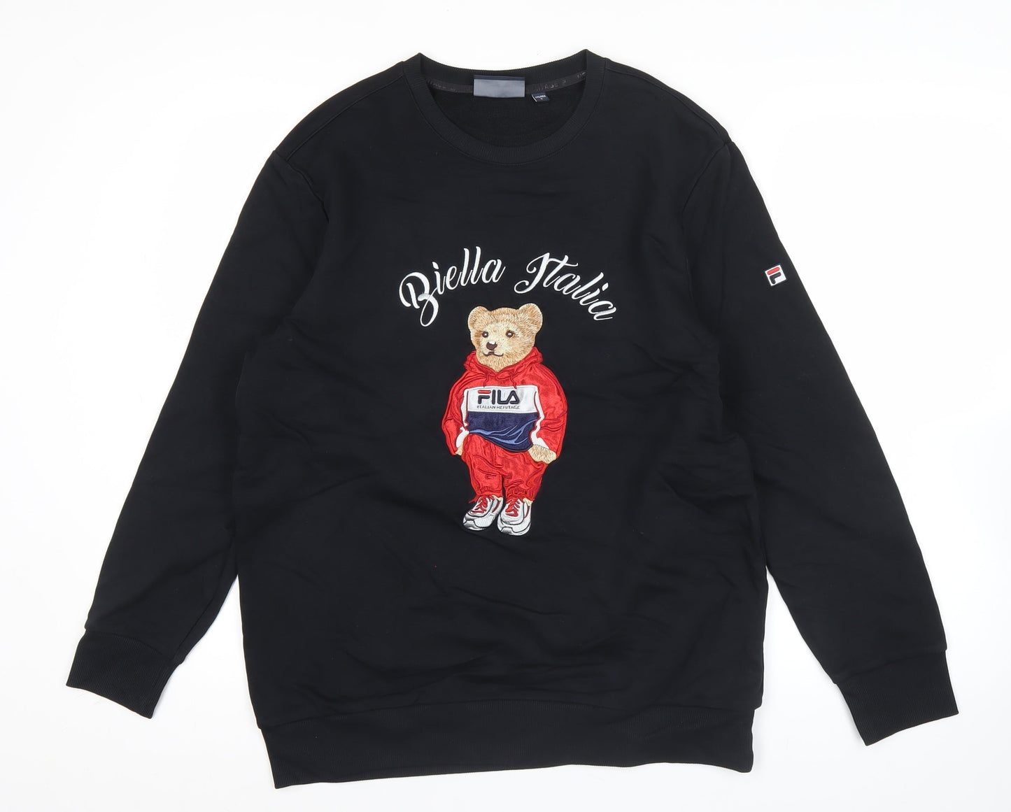 Fila Men’s Black M Sweatshirt Embroidered Bear Graphic Pullover