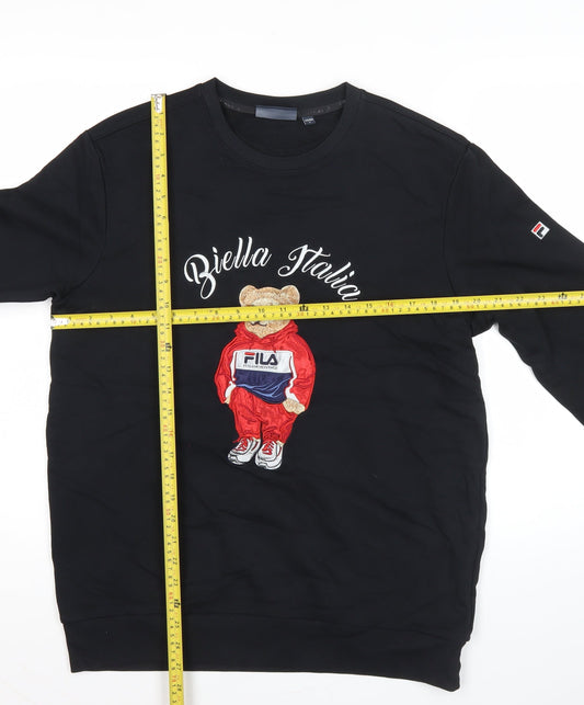 Fila Men’s Black M Sweatshirt Embroidered Bear Graphic Pullover