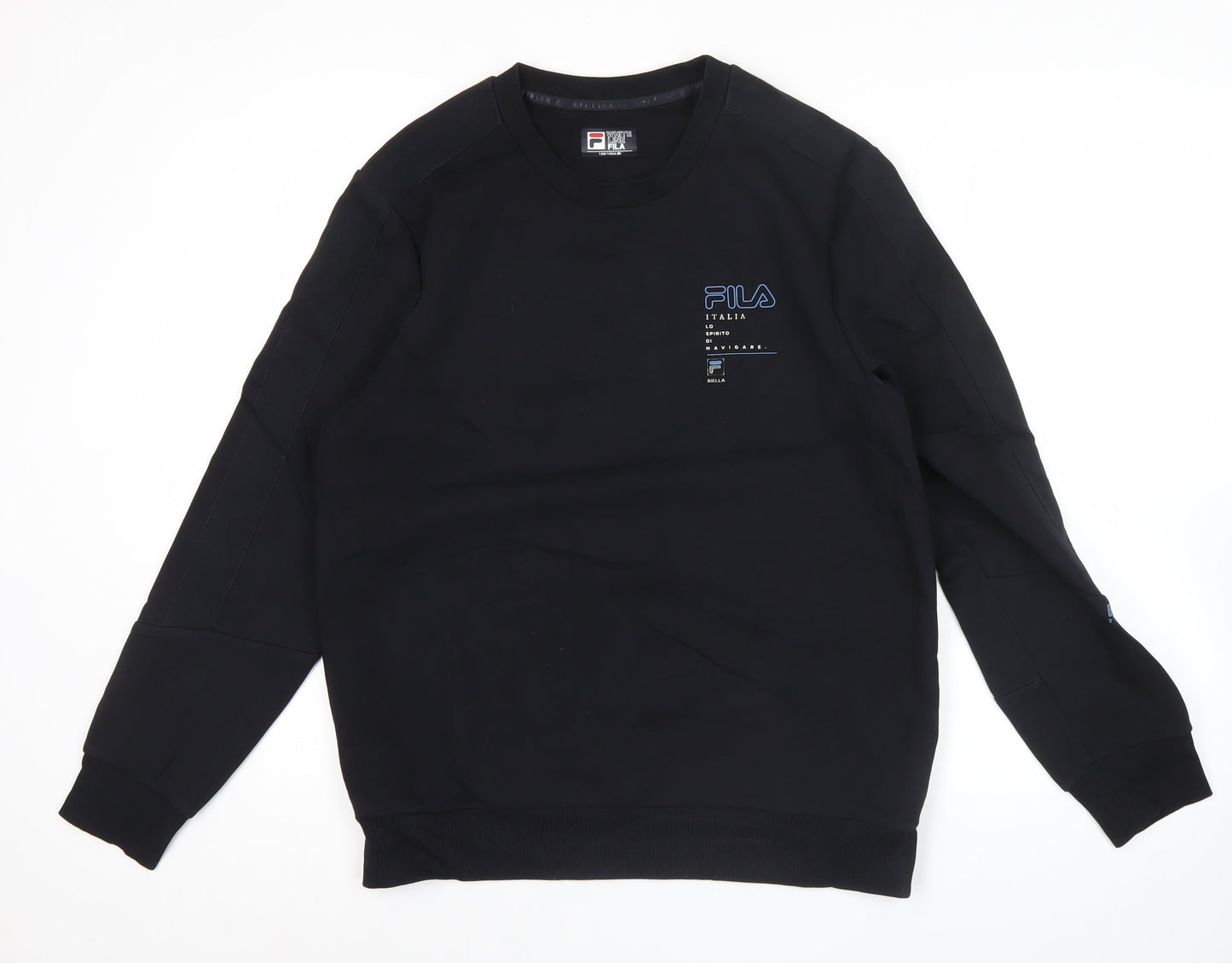 FILA Mens Black Sweatshirt L Regular Fit Crew Neck Pullover