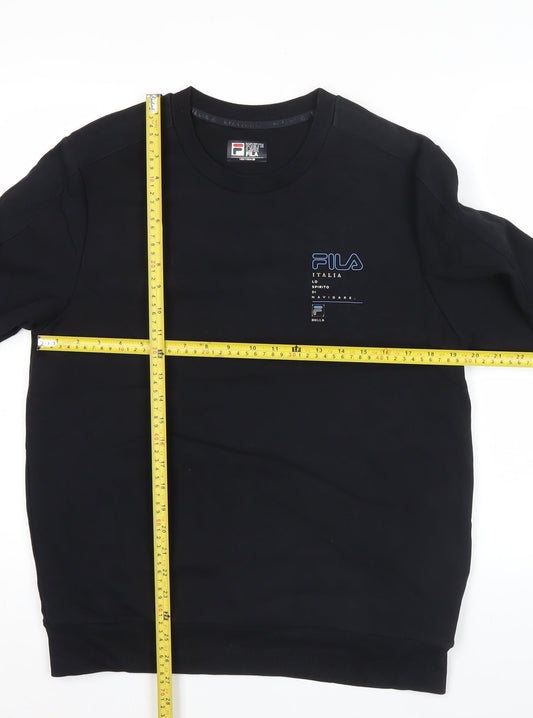 FILA Mens Black Sweatshirt L Regular Fit Crew Neck Pullover