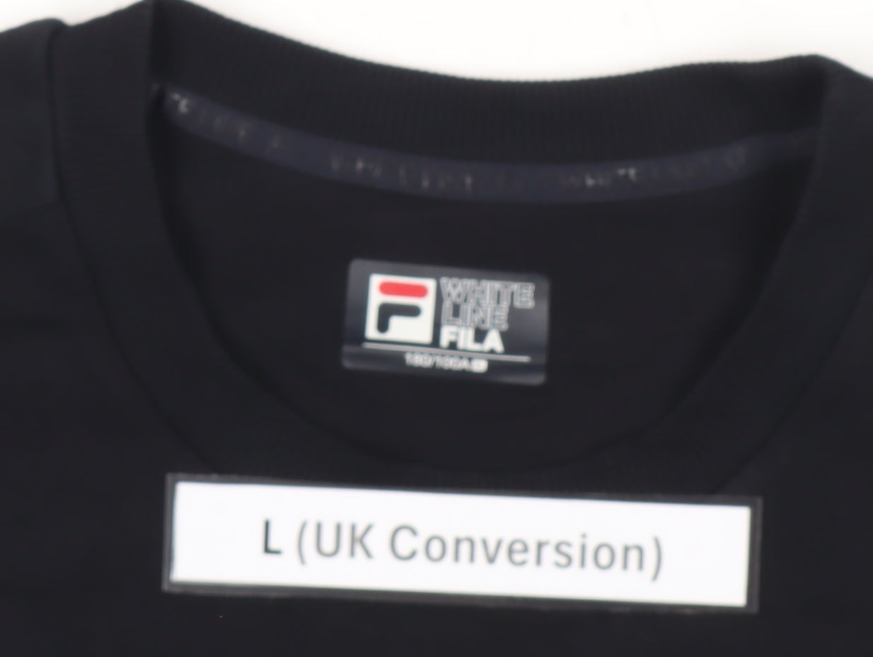 FILA Mens Black Sweatshirt L Regular Fit Crew Neck Pullover