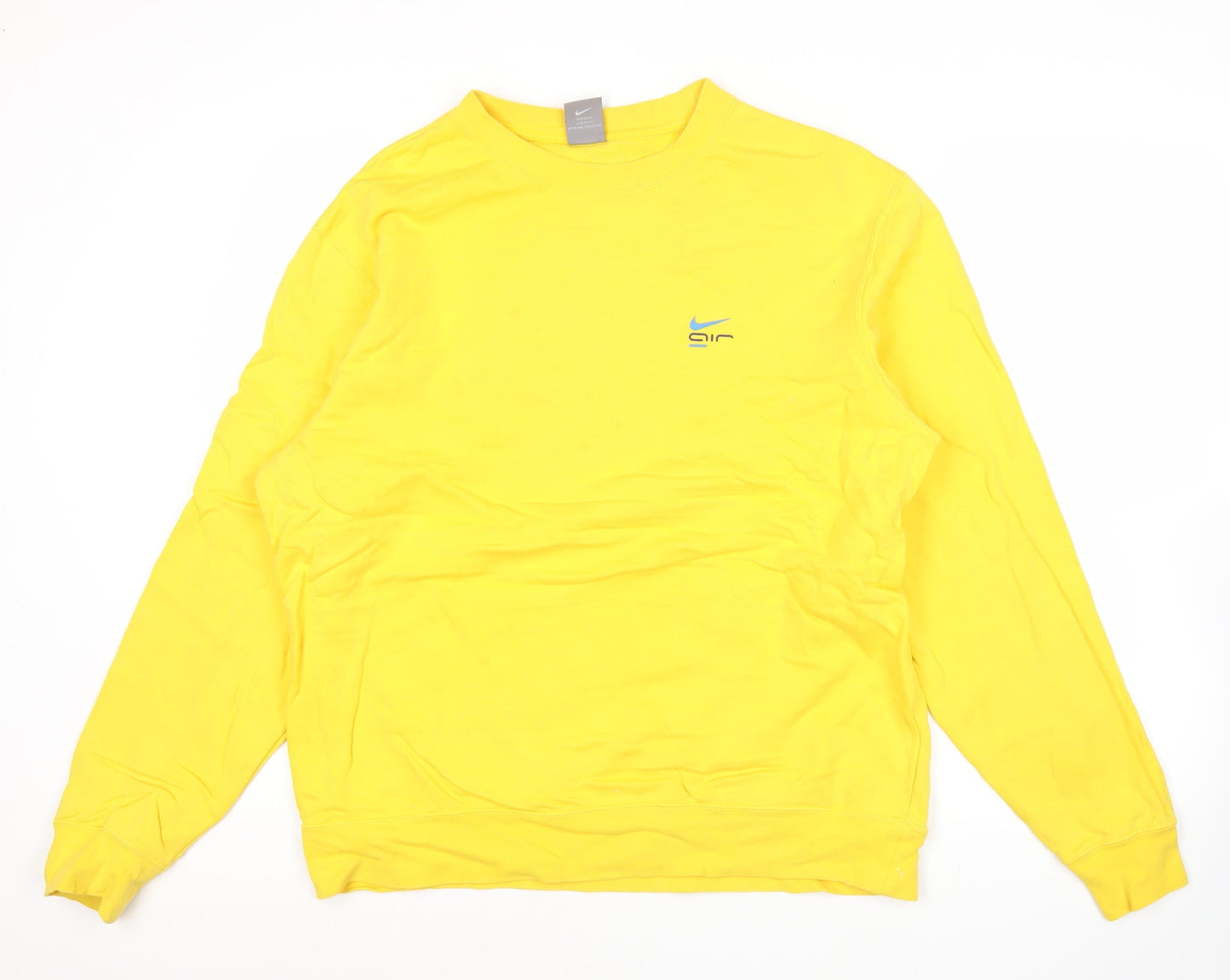 Nike Men’s Yellow 2XL Pullover Sweatshirt Graphic Print Crew Neck
