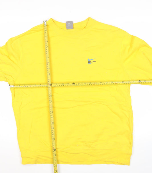 Nike Men’s Yellow 2XL Pullover Sweatshirt Graphic Print Crew Neck